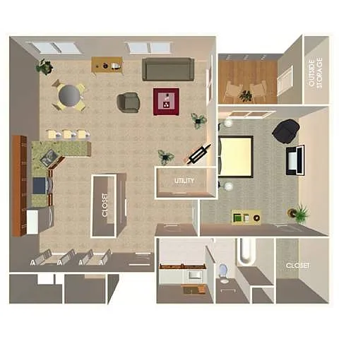 Floor plan 1 Bed 1 Bath A