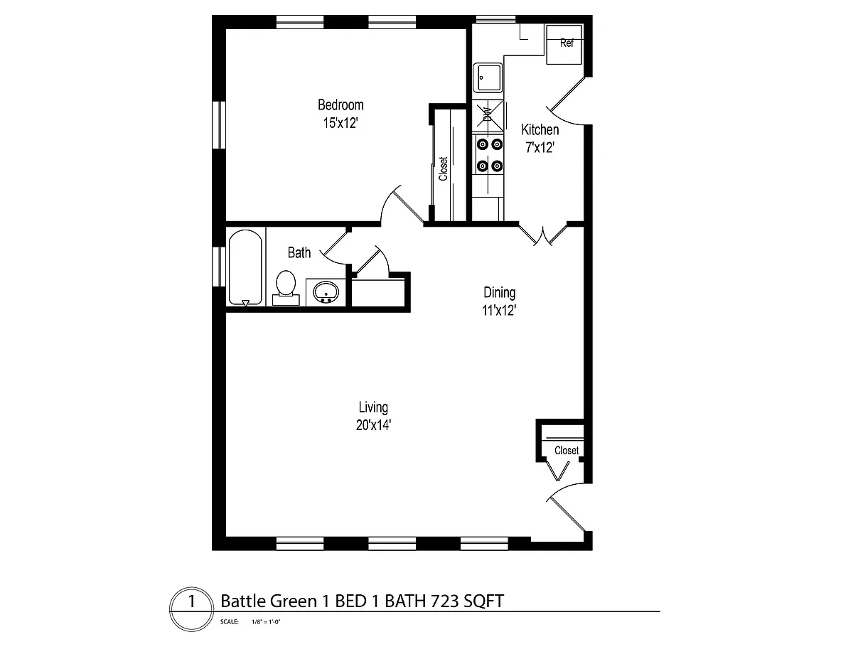 Floor plan 1 Bed 1 Bath