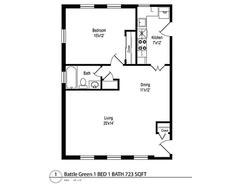 Floor plan 1 Bed 1 Bath