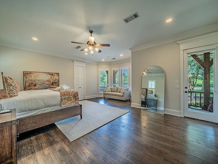 Spacious Master Suite with Rich Hardwood Floors & Designer Touches