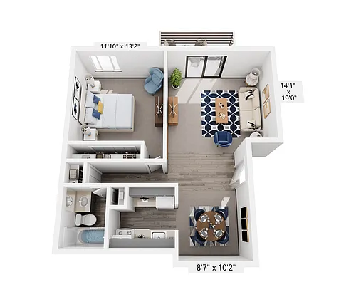 Floor plan 1 Bed 1 Bath