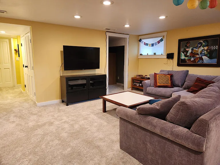 Daylight basement living area
