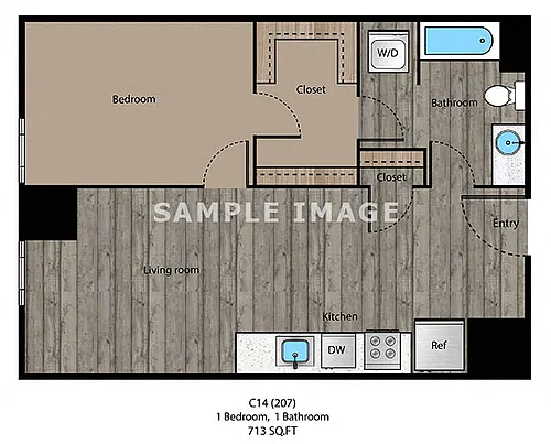Floor plan 1 Bed + 1 Bath