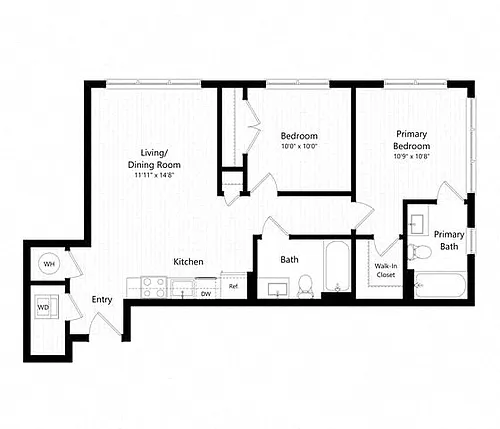 Floor plan 2 Bed - 2 Bath | b01 - Judd