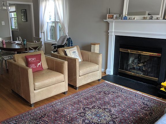 Living room with gas fireplace.