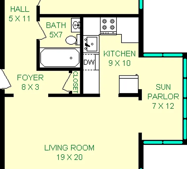 Fern Hollow One Bedroom Floorplan Fern Hollow One Bedroom Floorplan