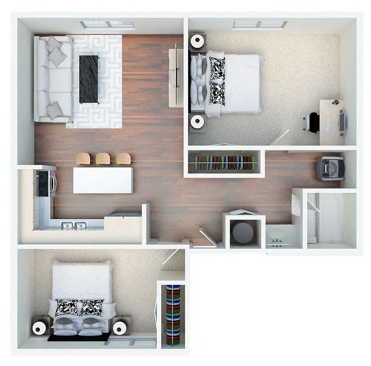 Floor plan Two Bedroom One Bath