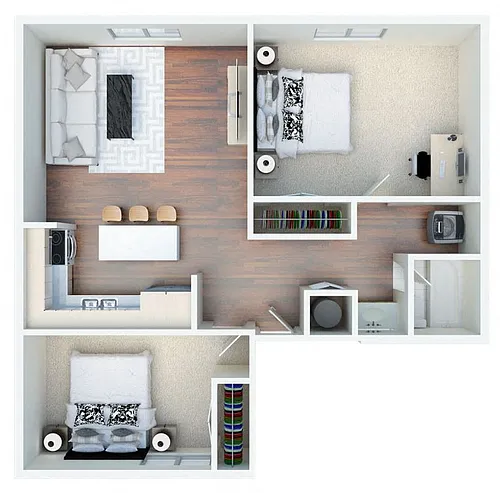 Floor plan Two Bedroom One Bath