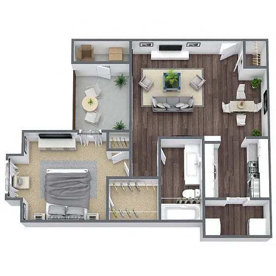Floor plan A1: 1 Bed 1 Bath