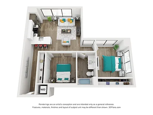 Floor plan Two Bedrooms - One Bath