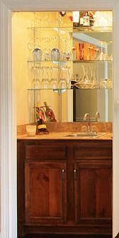 Wet bar in living room.