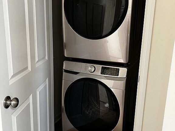 Convenient location for washer dryer.
