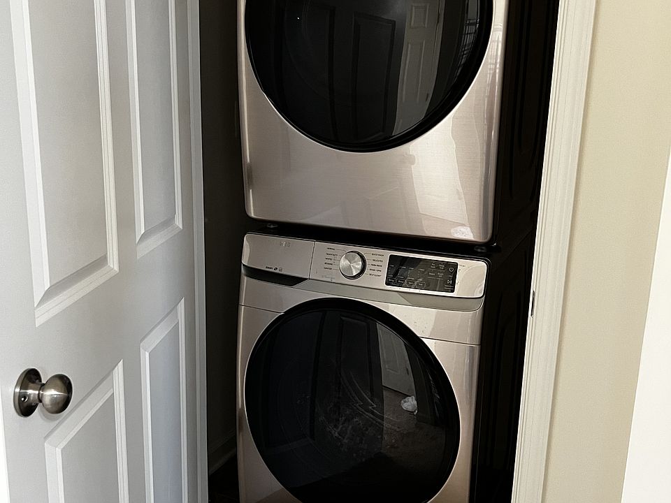 Convenient location for washer dryer.
