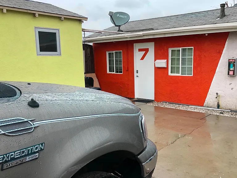 The vehicle in this photo is where your parking space will be.