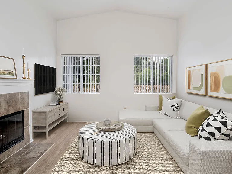 Living Room with Fireplace and Hard Surface Flooring