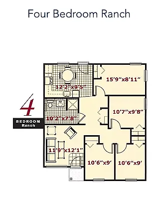 Floor plan 4BR Ranch
