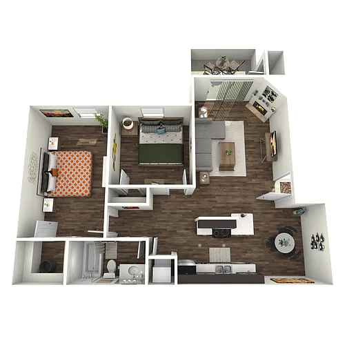 Floor plan Summit - Two Bedroom/One Bath 810 Sq Ft
