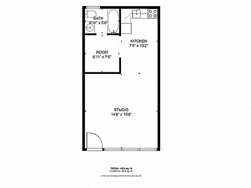 Floor plan Studio 1 Bathroom