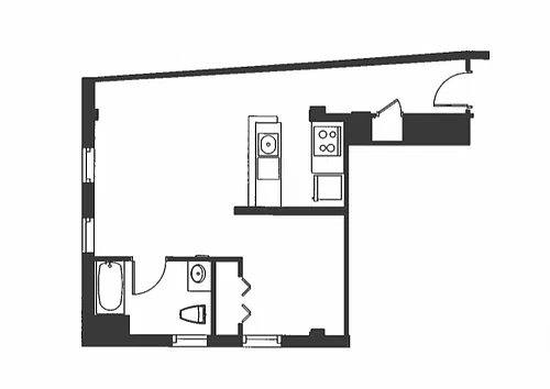 Floor plan 1 Bed 1 Bath - A1H