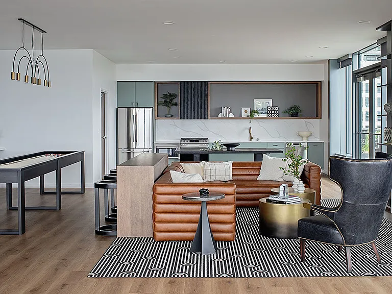 Apartment community Entertainment Lounge at Griffis Seattle Waterfront in Seattle, Washington.