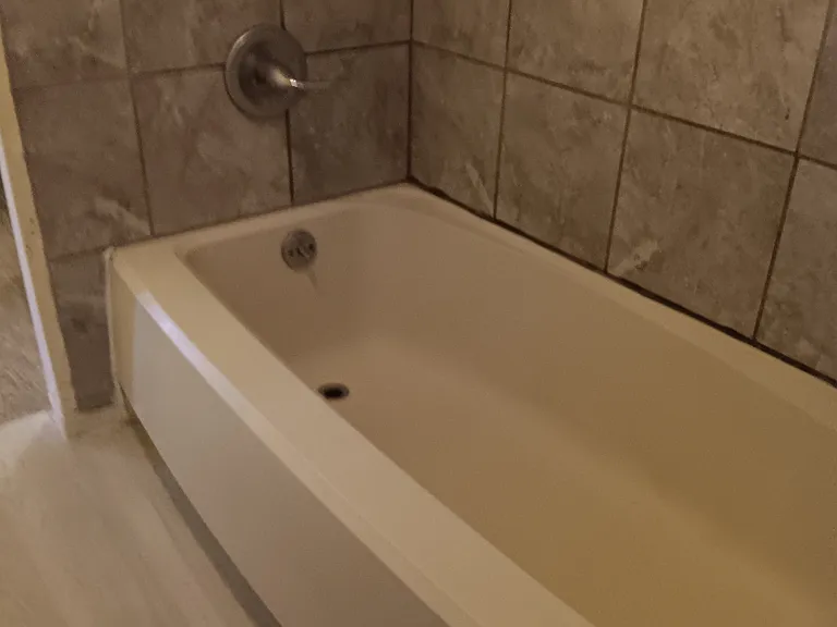 Tub with tiled shower walls