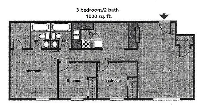 Floor plan 3 Bedroom Apartment