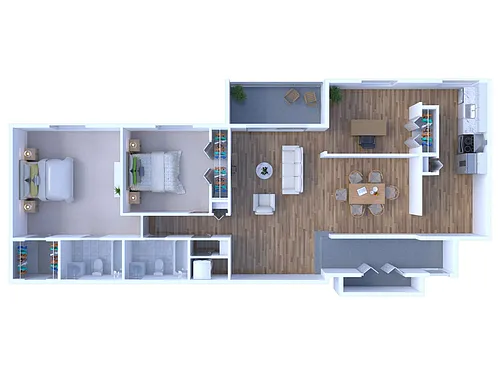 Floor plan 2 BR - 2 BTH DLX
