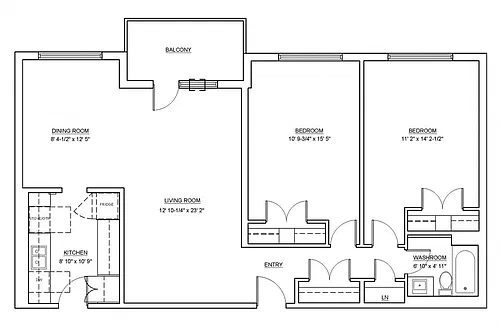 Floor plan 2 Bed 1 Bath A