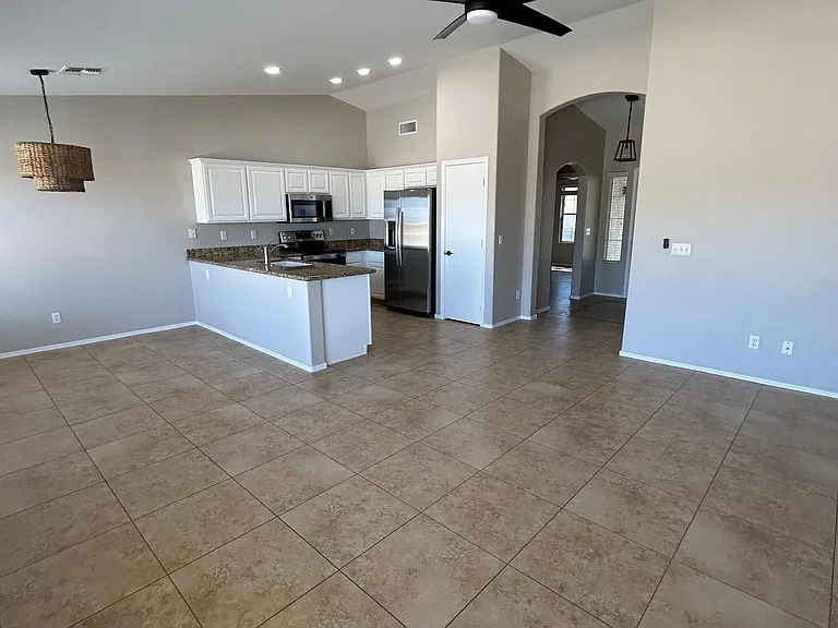 Family room and kitchen