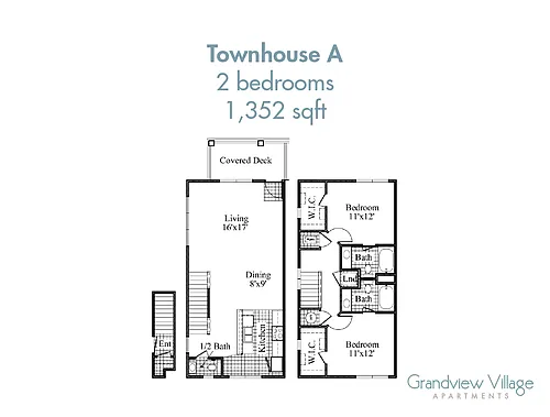 Floor plan 2 Bed Townhome - A