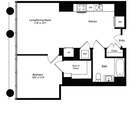 Floor plan One Bedroom I 3-12