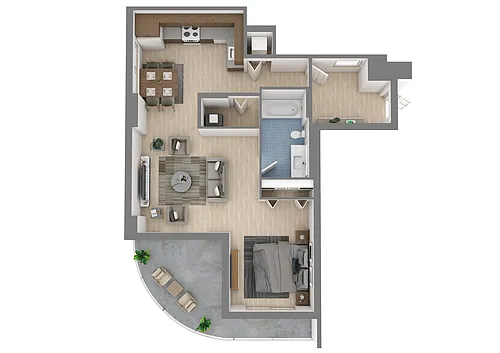 Floor plan Studio 1 Bathroom