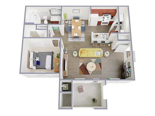 Floor plan 1 Bed, 1 Bath (50% Income Restricted)