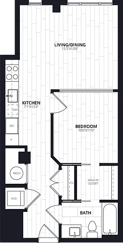 Floor plan 1 Bed/1 Bath JR-AJ11