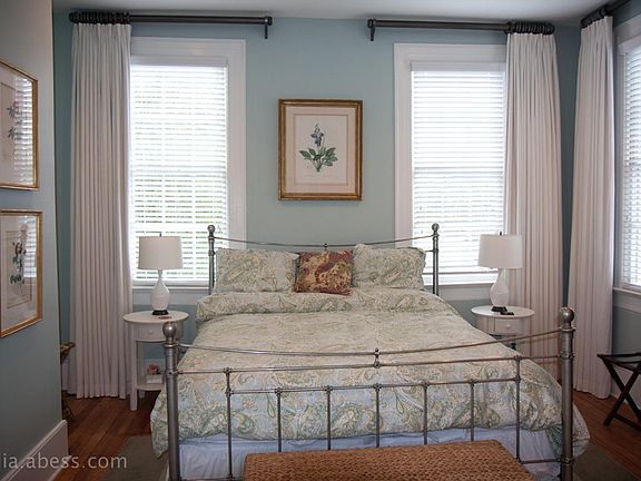 The master bedroom has 4 double paned windows, which flood the room with light. The drapes are "blackout." The king-size bed is new and comfortable. The bedroom is peacefully quiet.