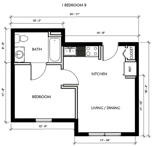 Floor plan 1 Bedroom - B