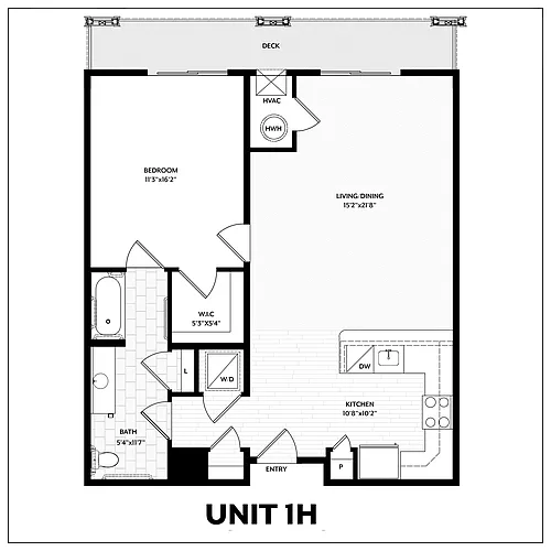Floor plan 1 Bed/1 Bath-1H