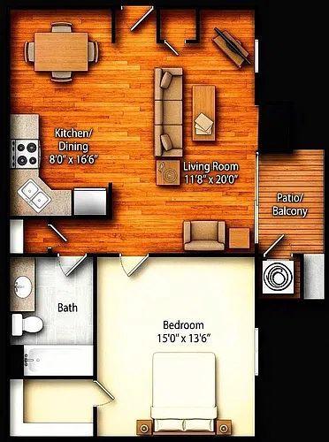 Floor plan 1 bdrm
