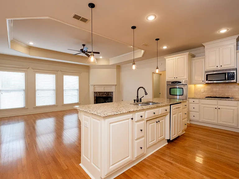 kitchen and living room. open floor plan.