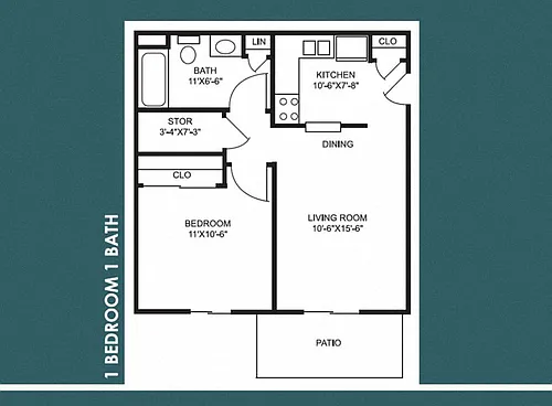 Floor plan 1BR 1BA