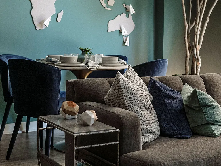 Model apartment living area