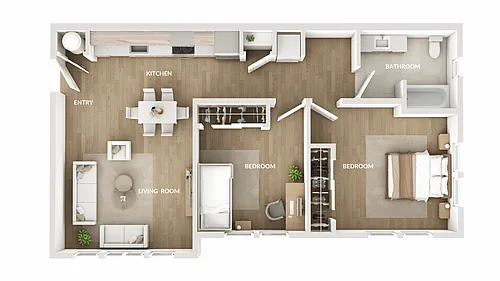 Floor plan 2-Bed 1-Bath