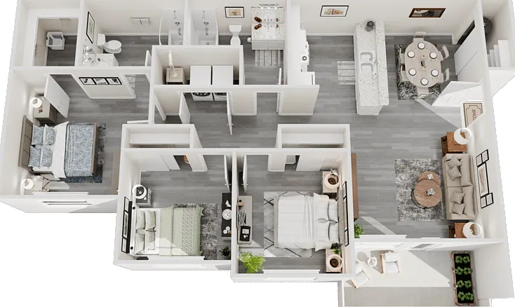 3 Bed 2 Bath Floorplan Diagram