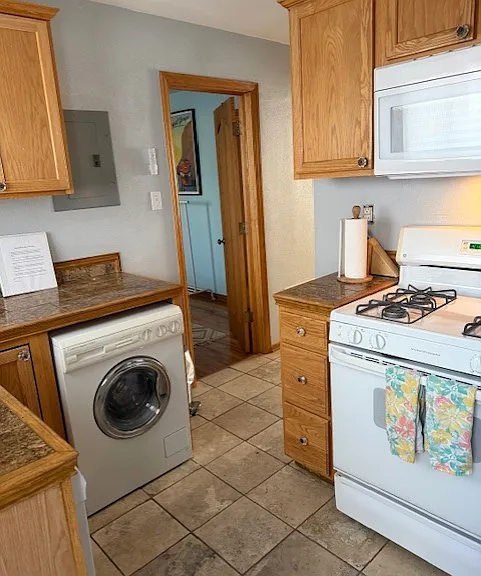 Kitchen with microwave