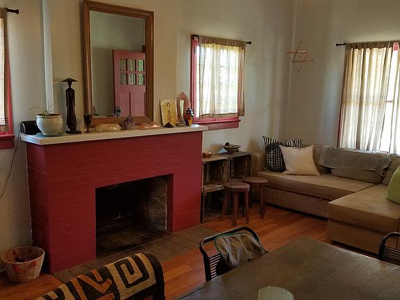 living room and fireplace