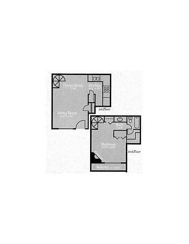 Floor plan One Bedroom Townhouse