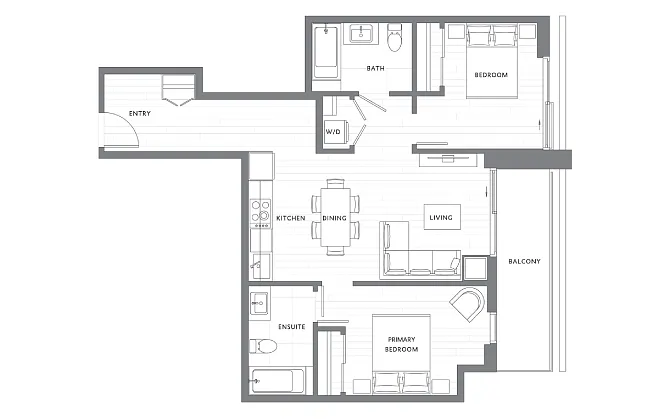 Floor plan 2 Bedroom 2 Bath ADA B16