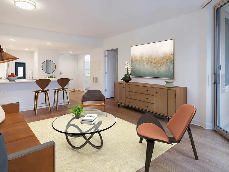 Living Room with Hard Surface Flooring and Balcony