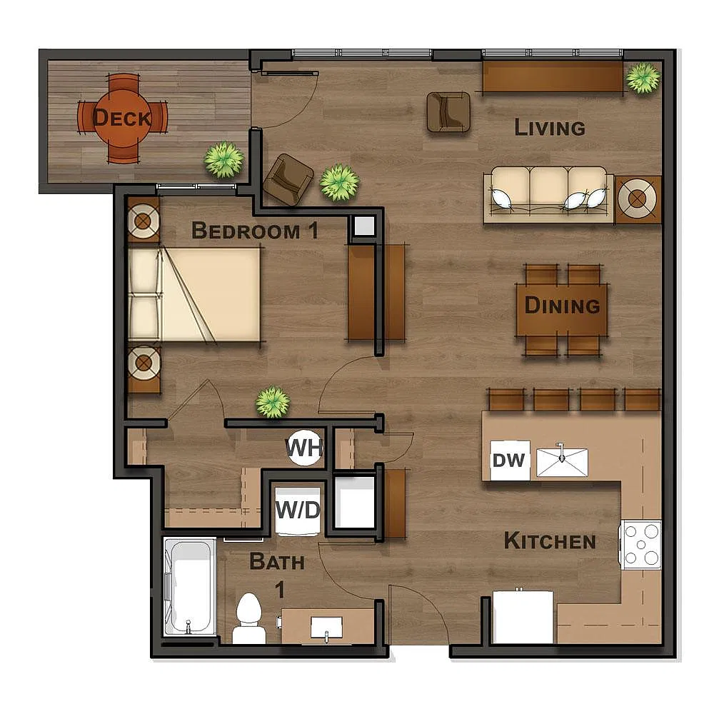 Floor plan 1 Bedroom 1 Bathroom