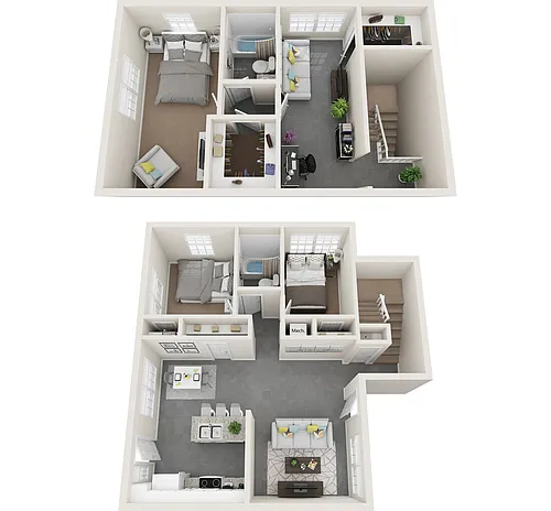 Floor plan Three Bedroom Townhome with Bonus Room
